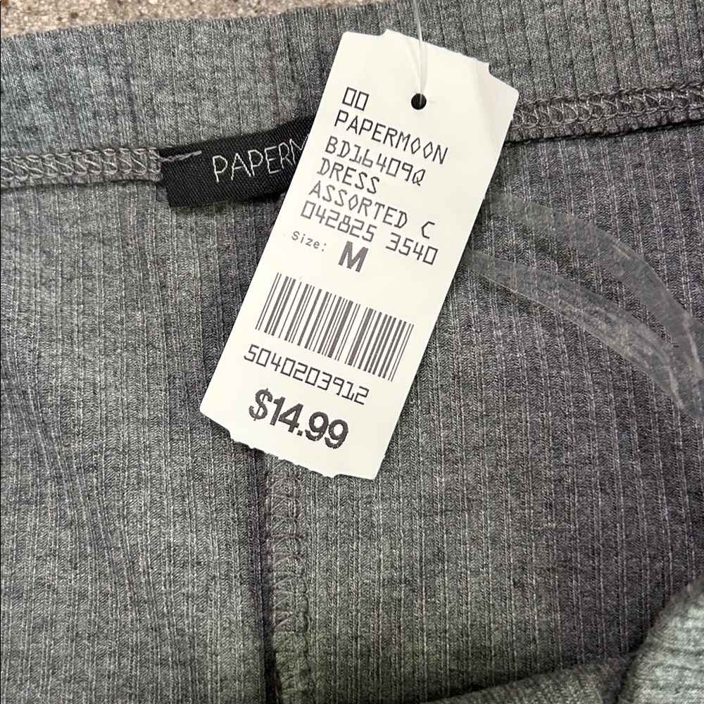 Papermoon Strapless Silver-Gray Ribbed Maxi Dress - Picture 3 of 4